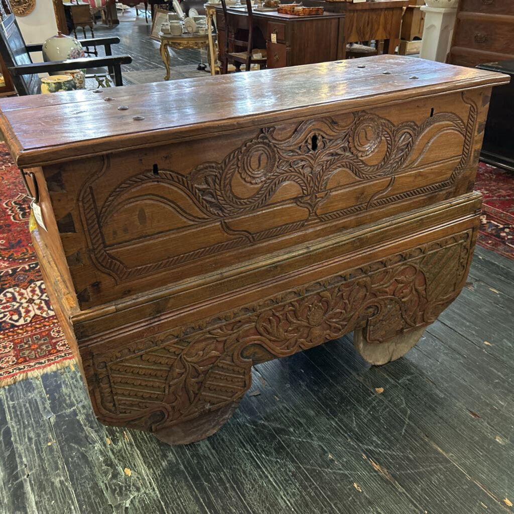19th century Indian carved dowry chest c.1850-1900 part of the Dunworryn Estate, Indian Pass, Fl.