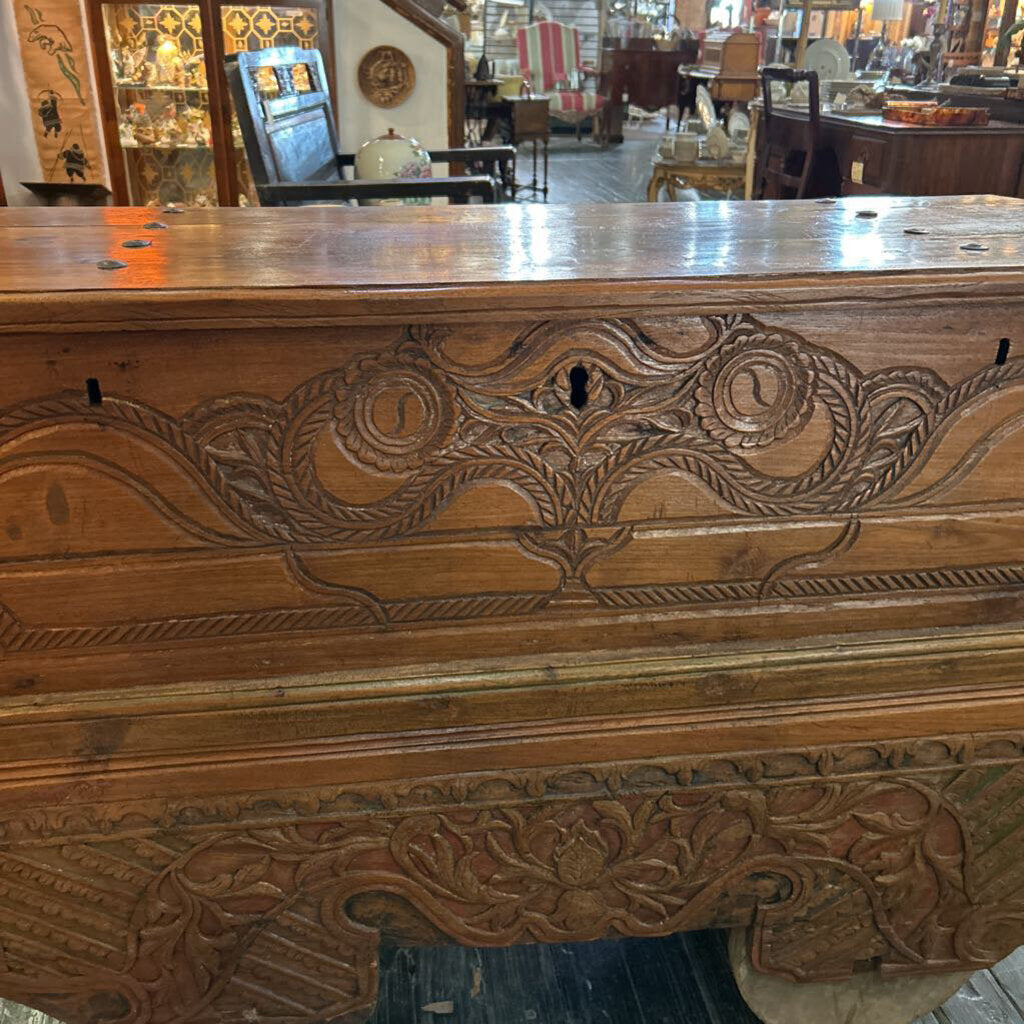 19th century Indian carved dowry chest c.1850-1900 part of the Dunworryn Estate, Indian Pass, Fl.