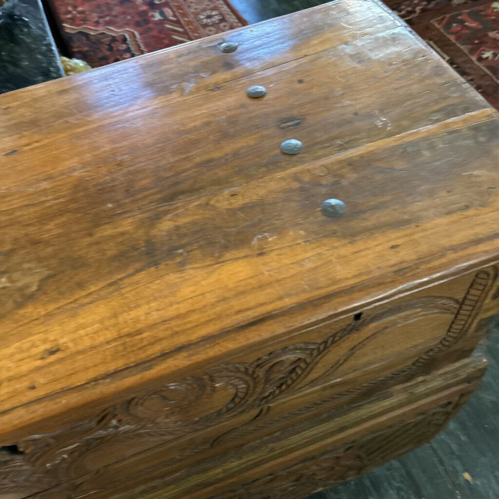 19th century Indian carved dowry chest c.1850-1900 part of the Dunworryn Estate, Indian Pass, Fl.