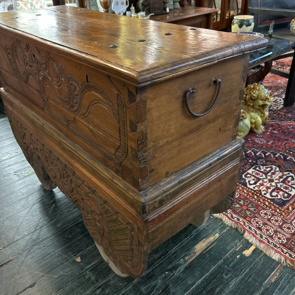 19th century Indian carved dowry chest c.1850-1900 part of the Dunworryn Estate, Indian Pass, Fl.
