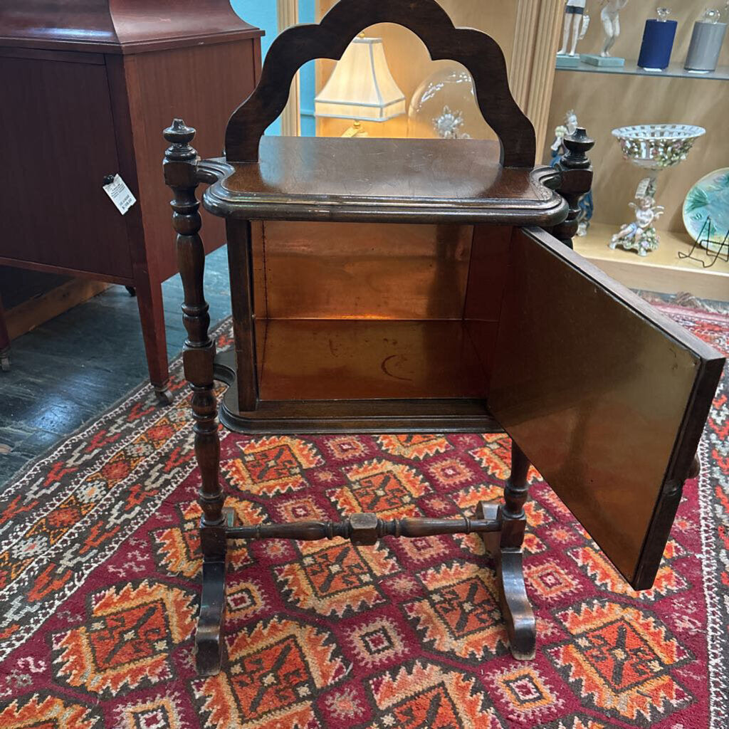 Humidor Cabinet/ Smoking Stand; Copper lined Cabinet Interior. Circa 1920-40