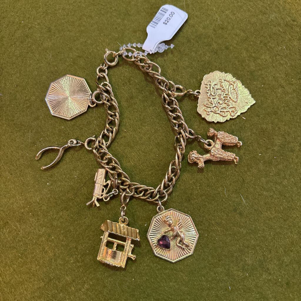 Gold tone charm bracelet