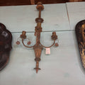 Patinated Toleware three arm Wall Sconce Candleholders; AS IS