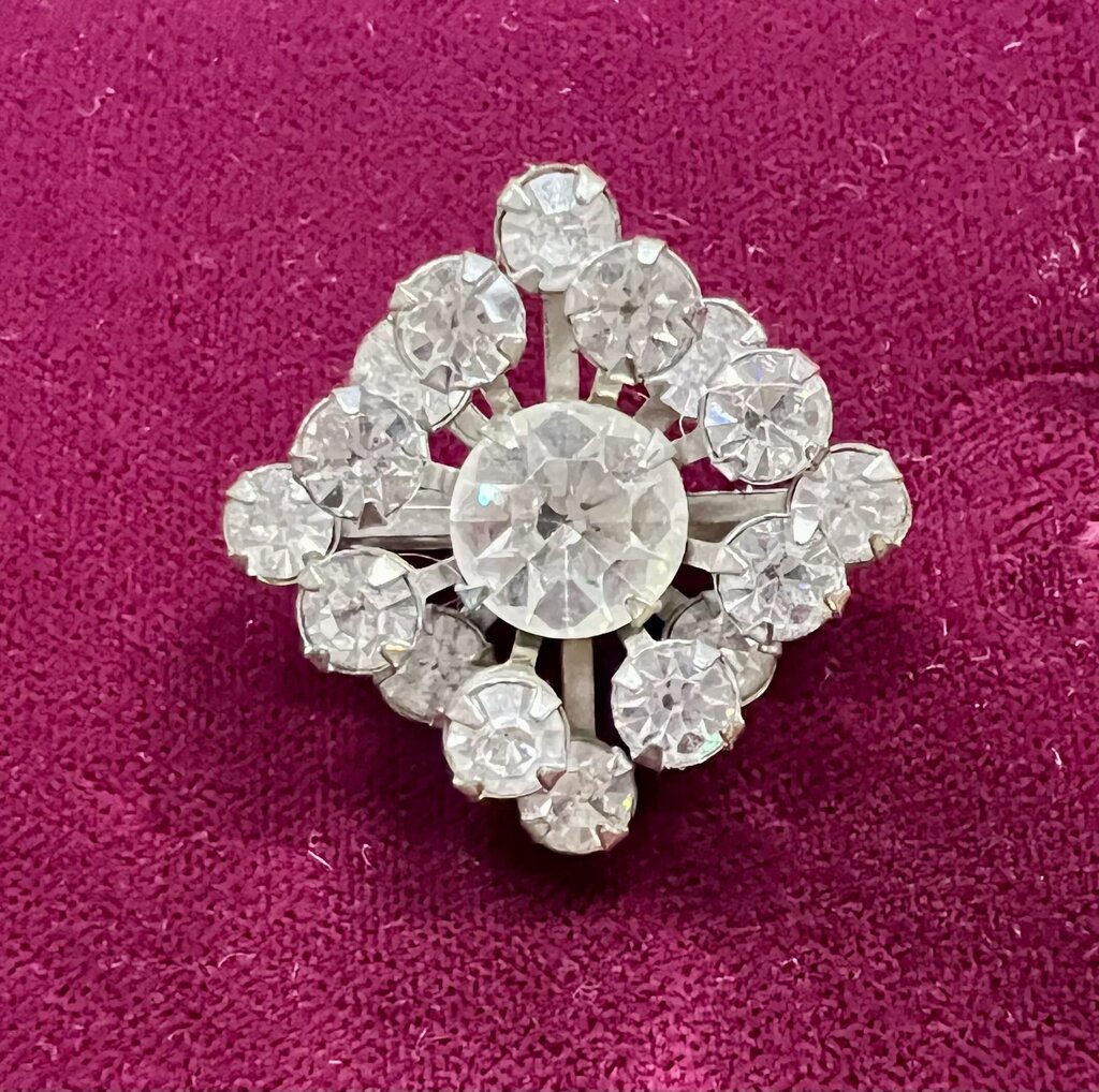 Vintage Rhinestone snowflake brooch c. 1950s