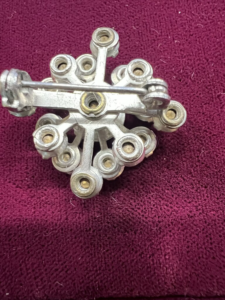 Vintage Rhinestone snowflake brooch c. 1950s