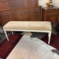 French Louis XVI style bench: white finish and upholstery