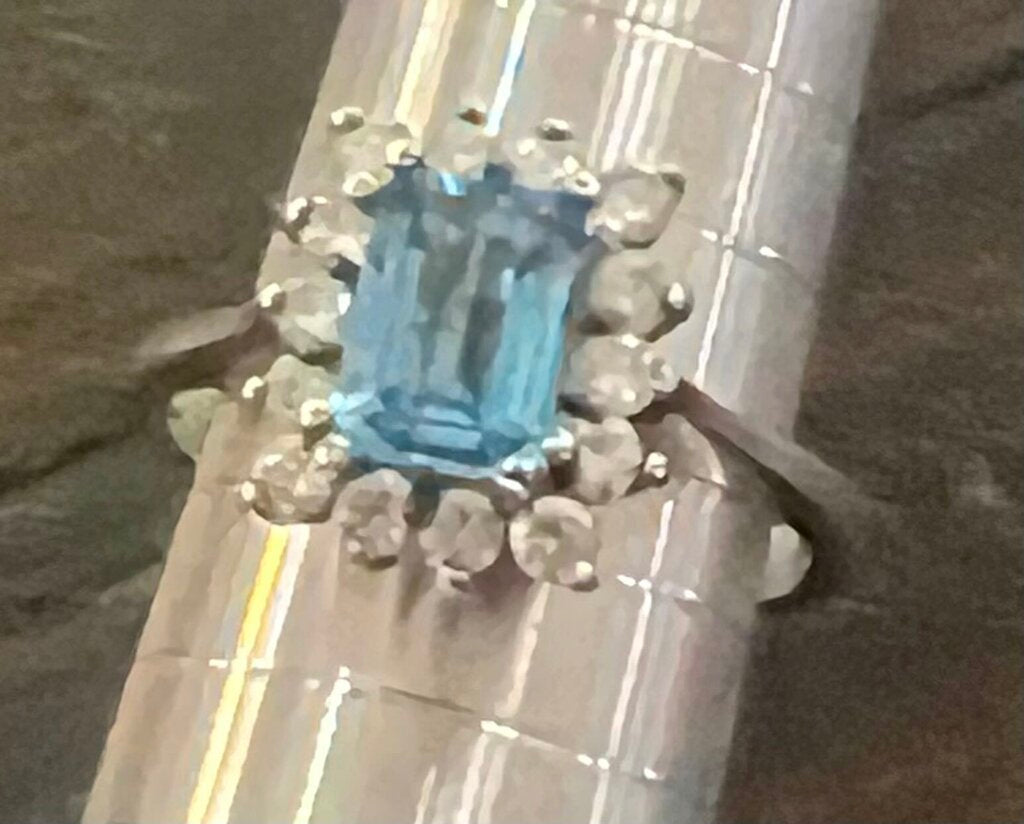 Sterling Blue Topaz/crystal ring sz.6.5