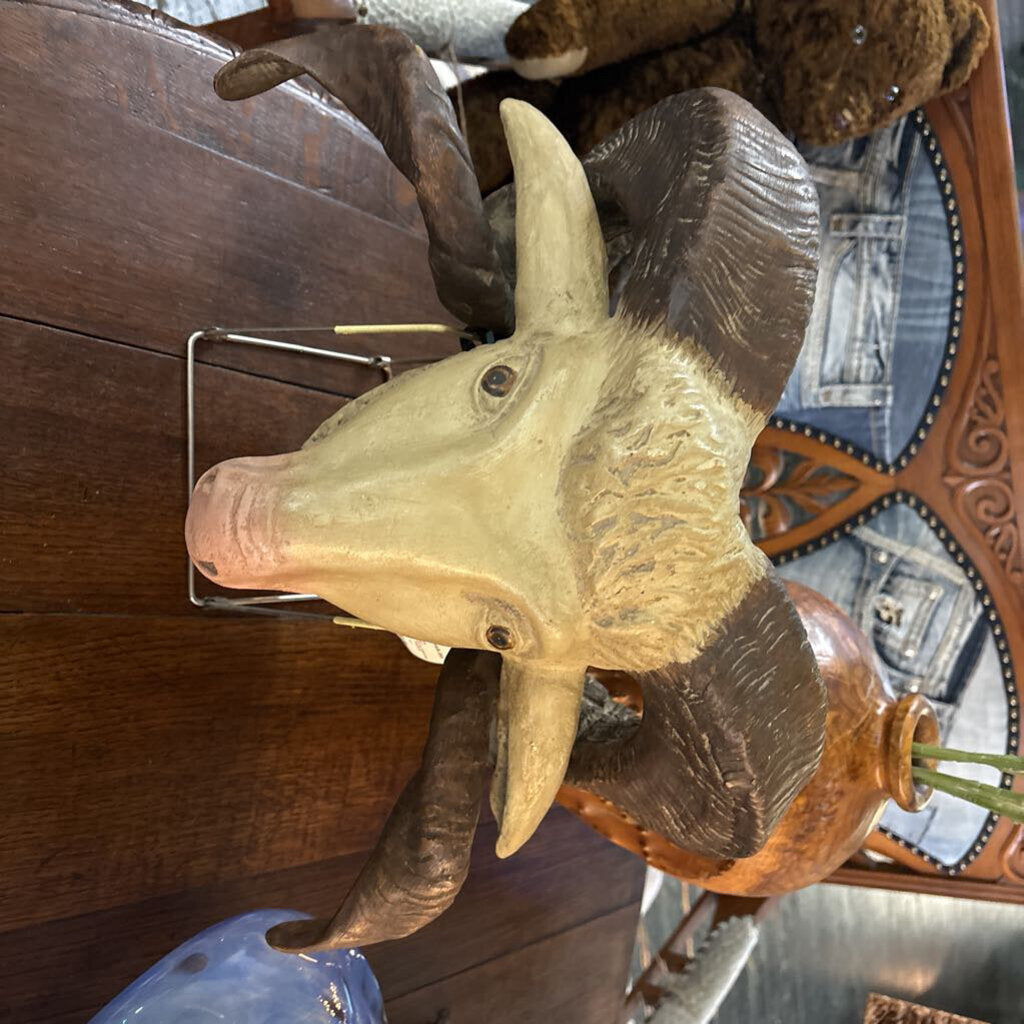 Reproduction 19th Century European Butcher Shop Advertising Decor of a Ram Head