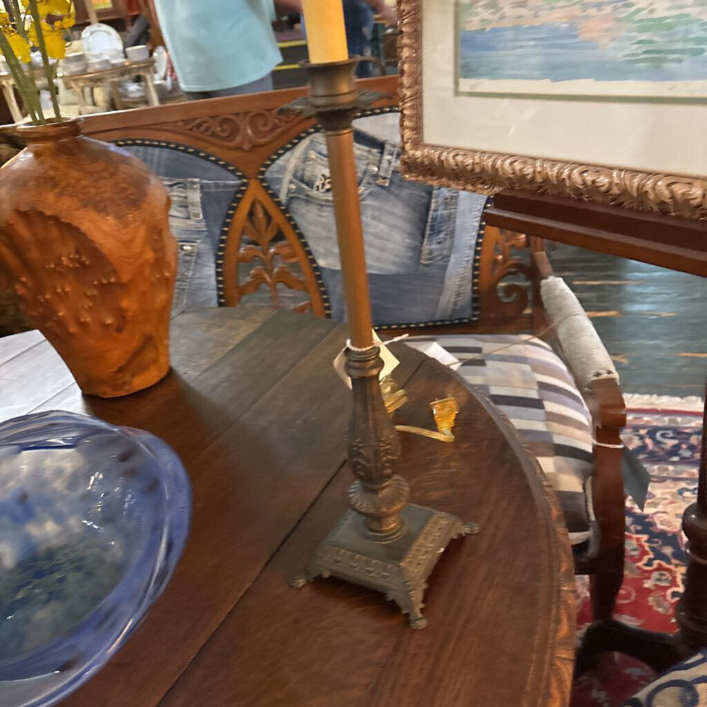Bronze finished Renaissance revival style candlestick lamp