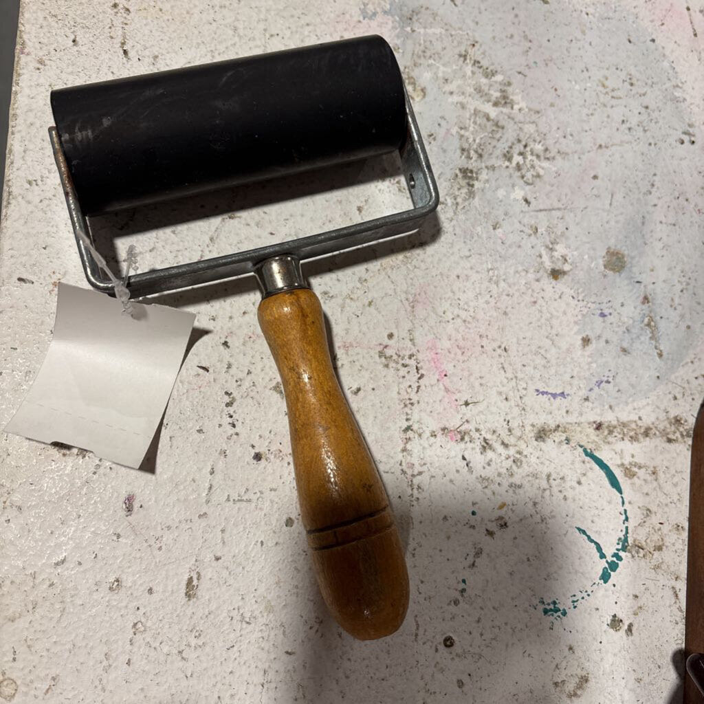Vintage rubber brayer or hand ink roller
