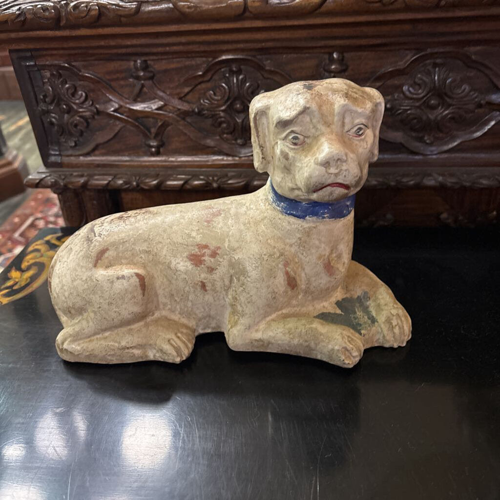 Reclining Dog Chalkware figure (reproduction)