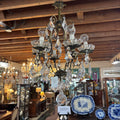 Vintage 6 light brass and crystal Louis XV style chandelier; circa 1940-60