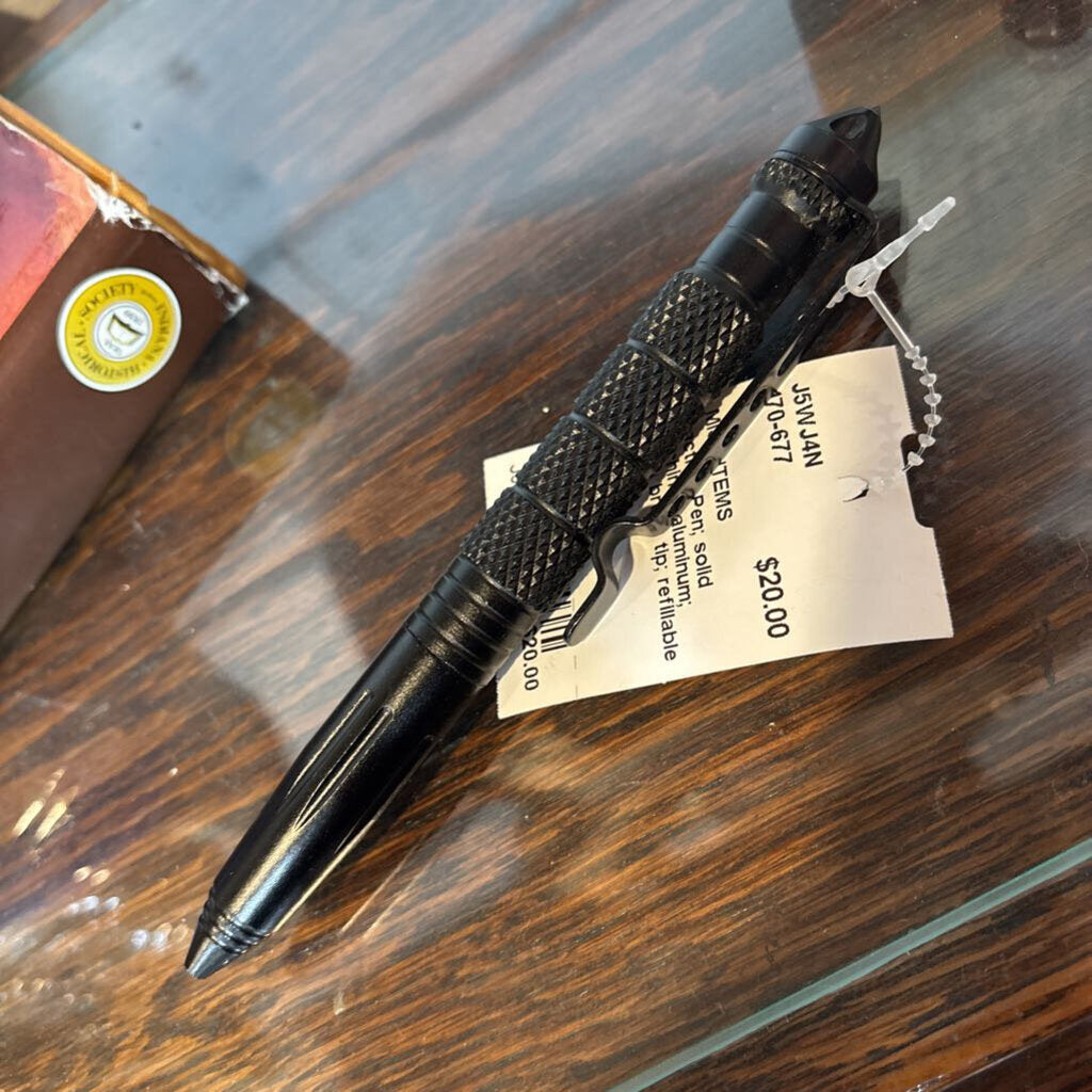 Tactical Pen; solid machined aluminum; glass break tip; refillable