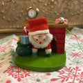 Enesco wooden Santa Clause and Fireplace Christmas Ornament 1980s.