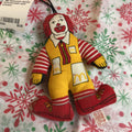 1985 McDonald's Ronald McDonald plush cloth ornament.