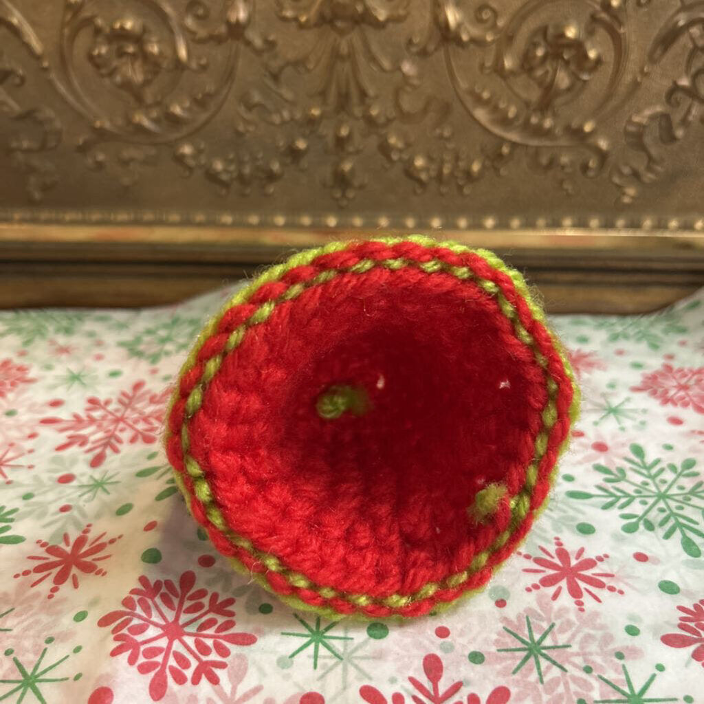Handmade Crochet Bell, Christmas Ornamnet, Red/Green.