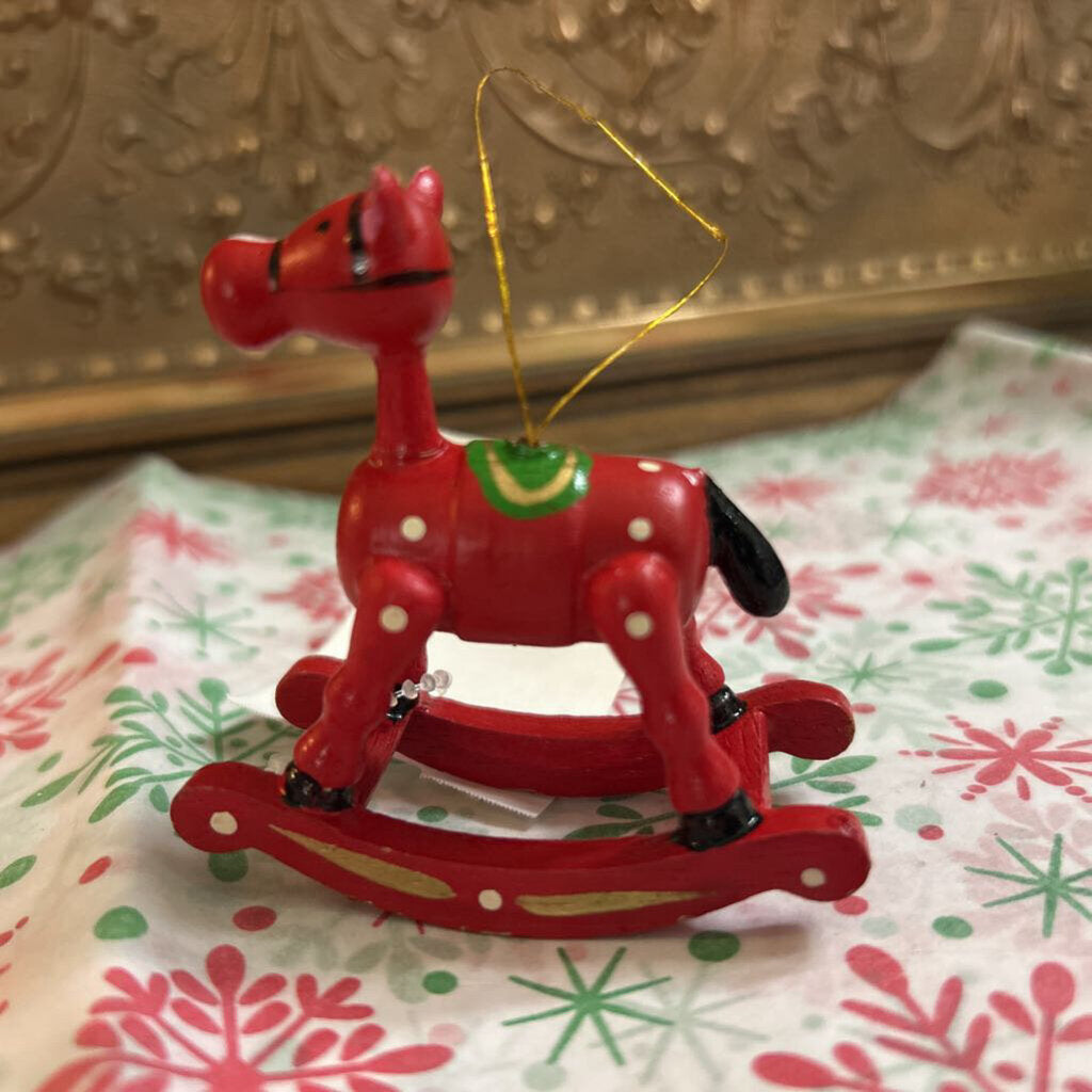 Red Rocking Horse, Christmas ornament.