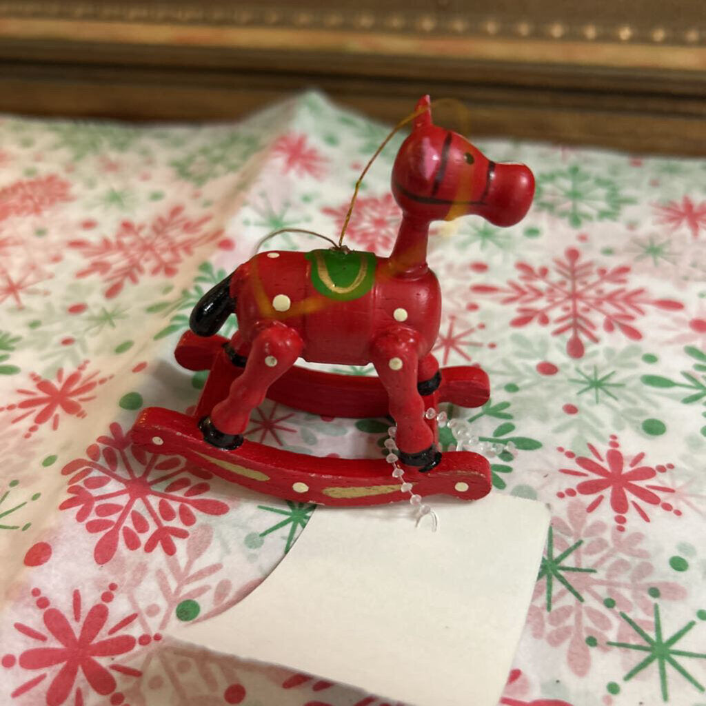 Red Rocking Horse, Christmas ornament.