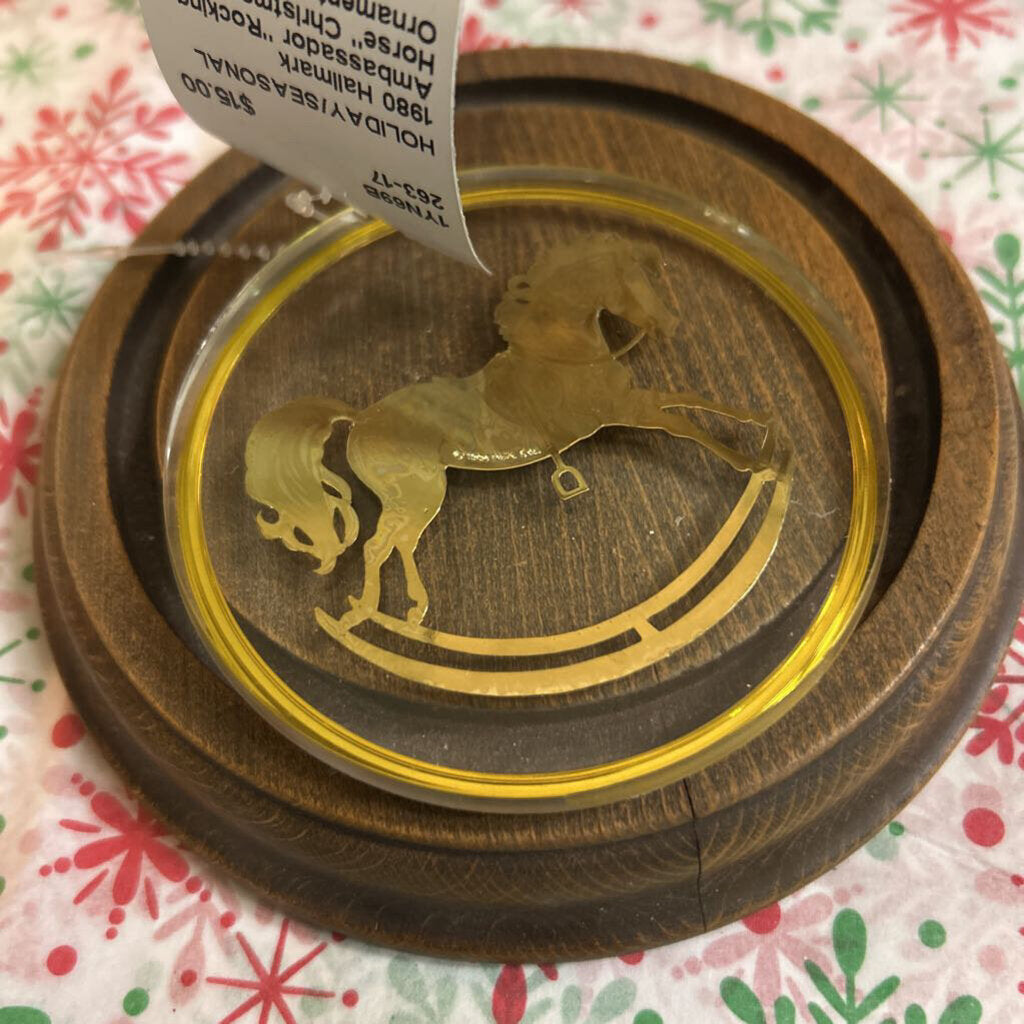 1980 Hallmark Ambassador "Rocking Horse" Christmas Ornament.