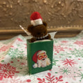 c.1980s Flocked teddy bear pop-up Christmas Ornament.