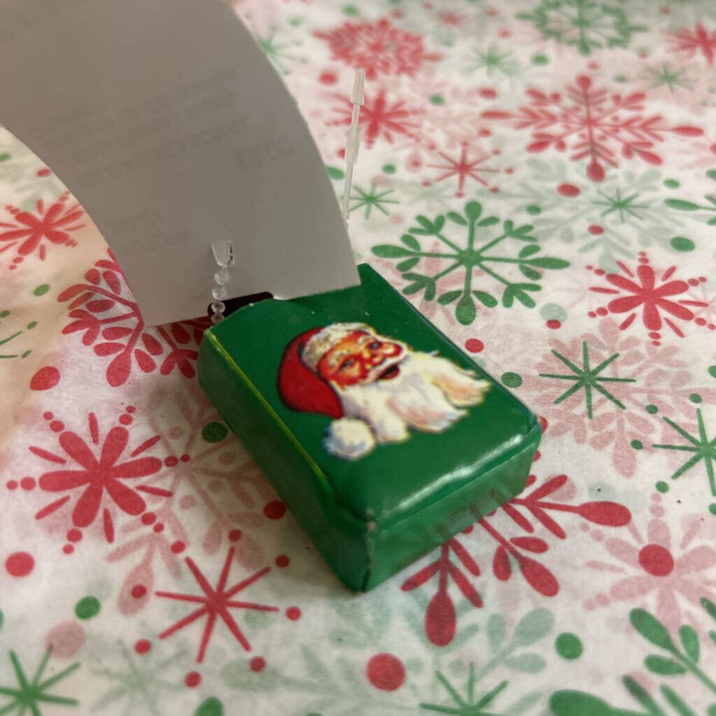 c.1980s Flocked teddy bear pop-up Christmas Ornament.
