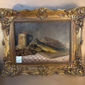 Still Life With Fish Oil on Canvas; signed and dated lower right; circa 1950s Europe