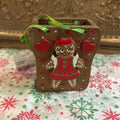 1980s Russ Berrie wooden market basket "country Christmas" gingerbread girl.