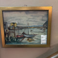 Oil on Artist Board; Harbor Scene; unknown; circa 1950-60s