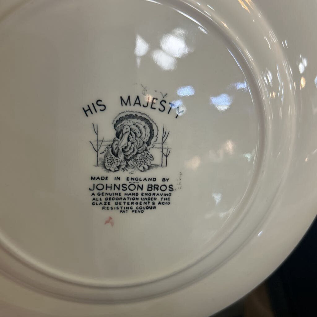 The Johnson Brothers "His Majesty" turkey pattern, Dinner Plates 1955-1983. Made in England, set 11.