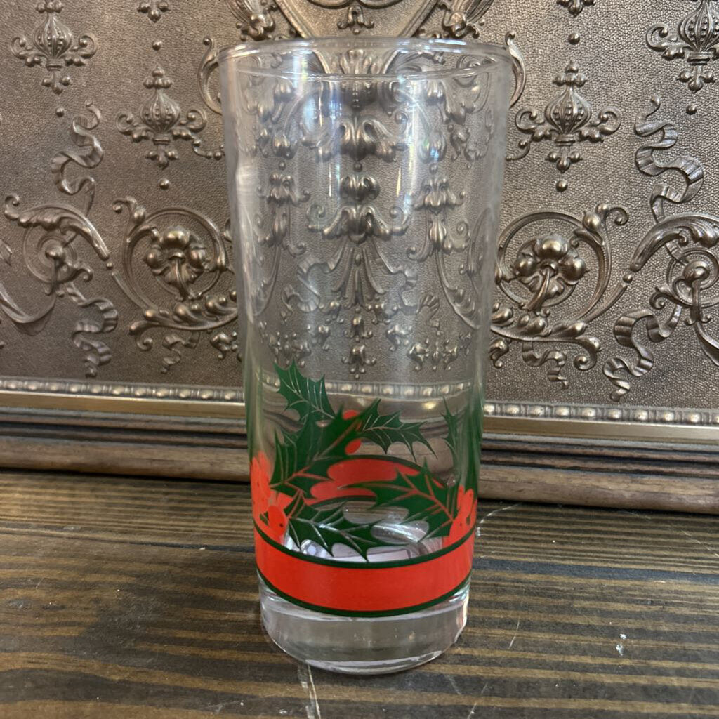 Libby Glass Company, Holly & Berries highball glass, c.1980s.