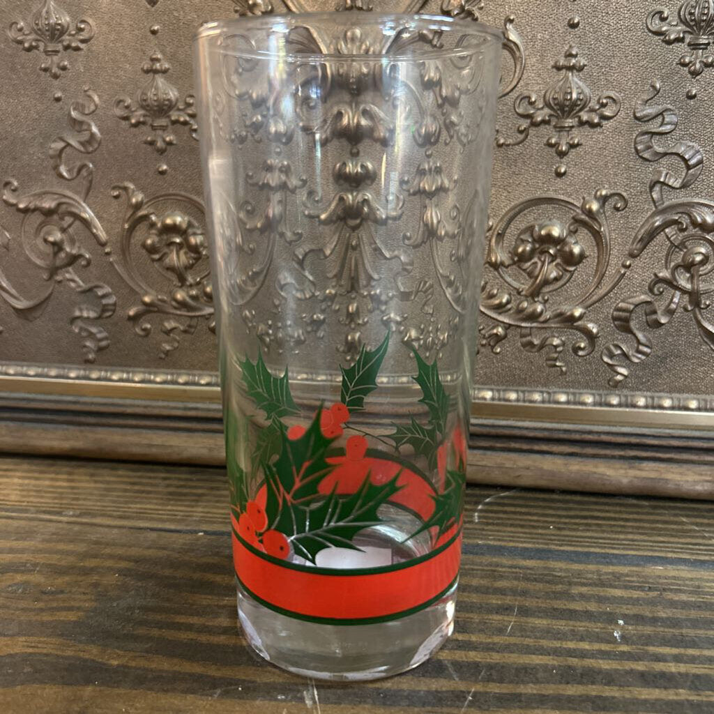 Libby Glass Company, Holly & Berries highball glass, c.1980s.