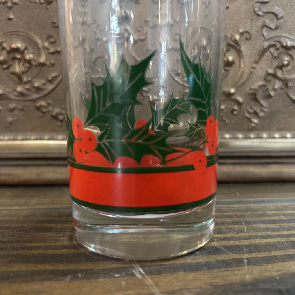 Libby Glass Company, Holly & Berries highball glass, c.1980s.