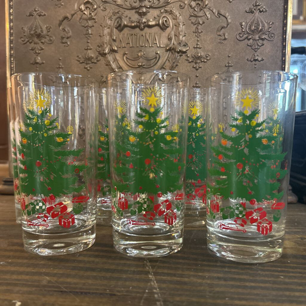 Vintage (HOMCO) Christmas tree highballs, c.1980s.