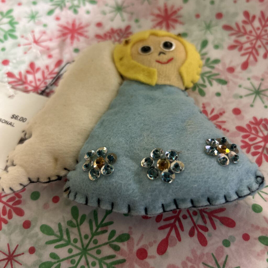 Handmade felt Christmas angel ornament.