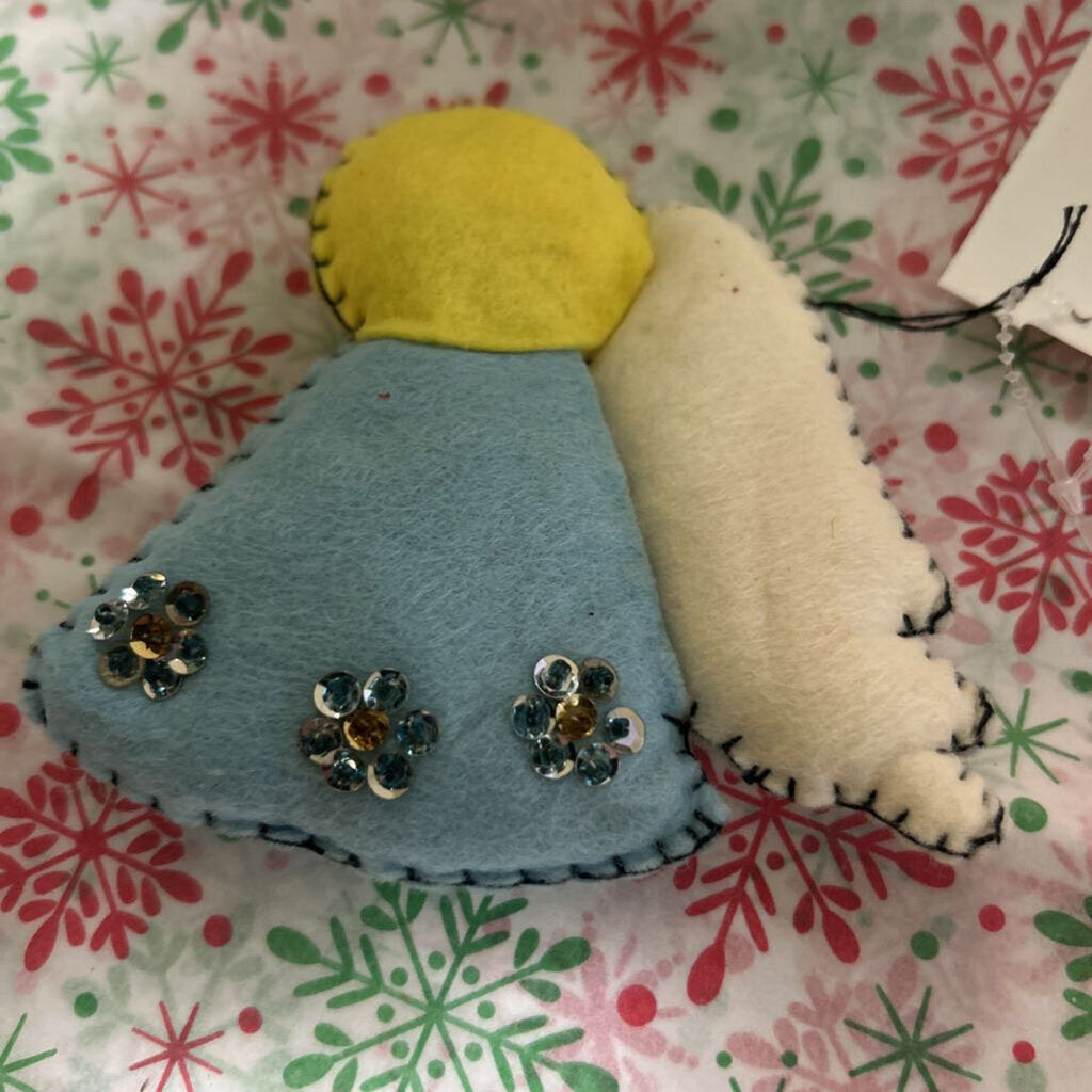 Handmade felt Christmas angel ornament.