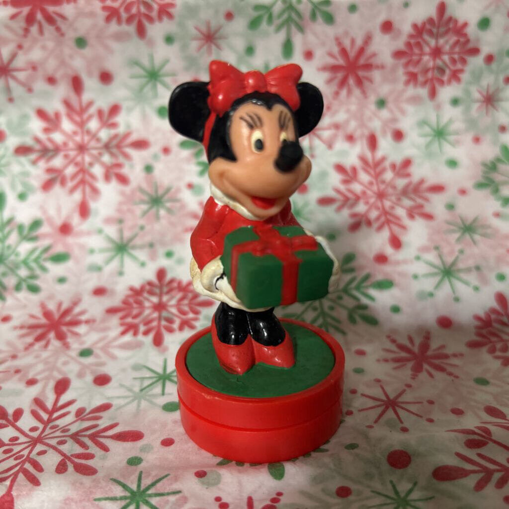 Vintage plastic Minnie Mouse Christmas stamp.