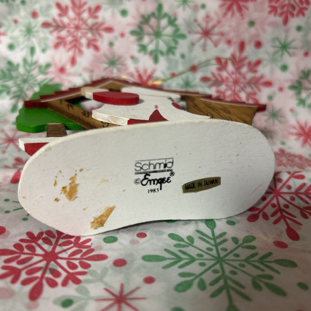 Emgee by Schmid wooden Christmas tree, featuring Santa clause in a candy shop.c.1983