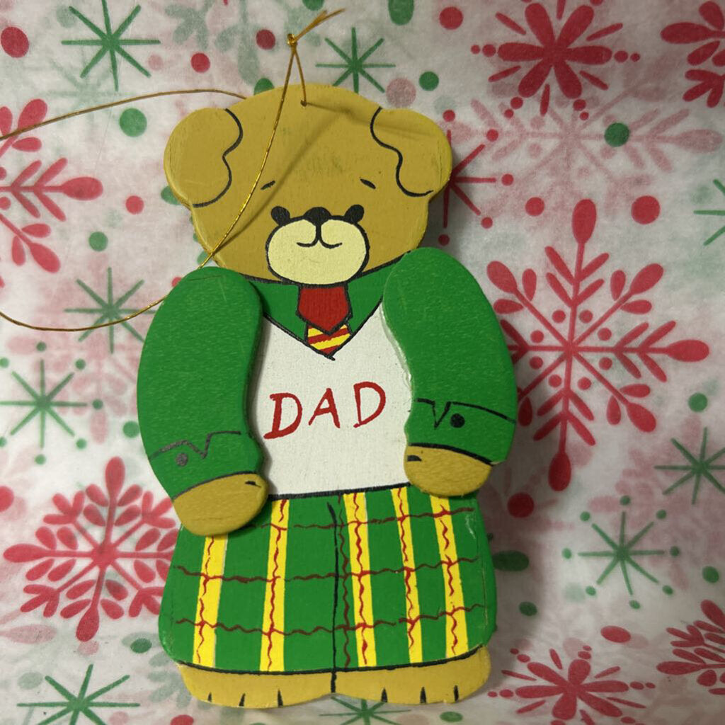 Vtg Enesco, Lucy & Me series, c.1984 "Dad Bear. Christmas Ornament.
