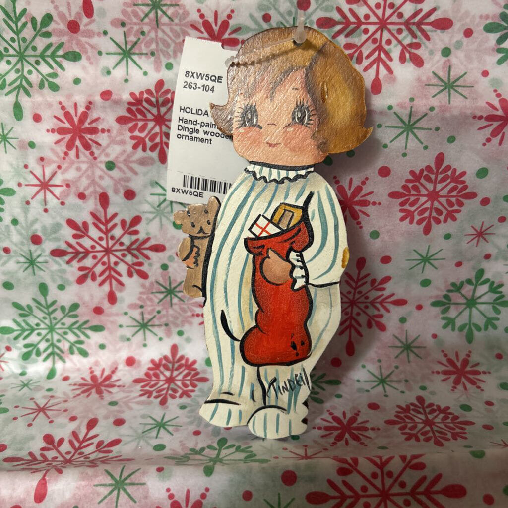 Hand-painted Dolly Dingle wooden cut out ornament