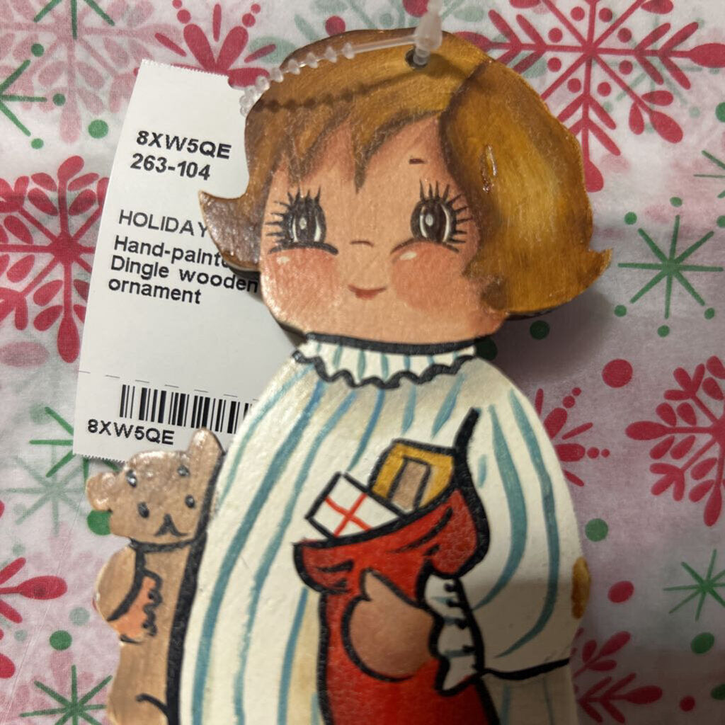 Hand-painted Dolly Dingle wooden cut out ornament