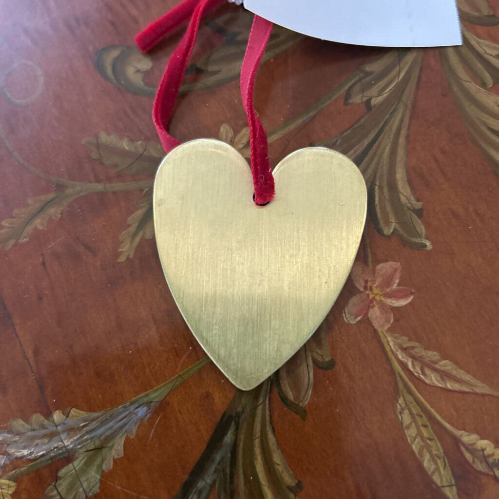Vintage 1981 Baldwin Solid Brass/green design Heart Christmas ornament