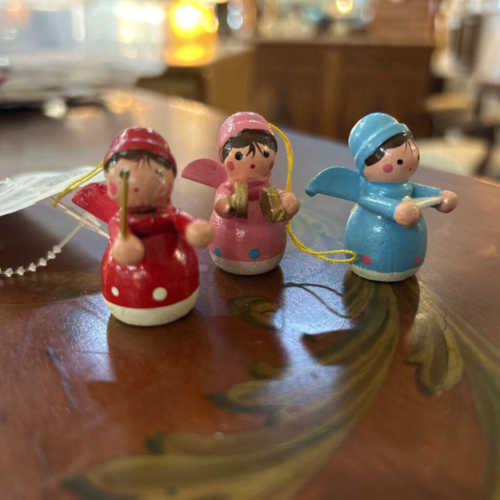Vintage Wooden Christmas Music Angel, set 3