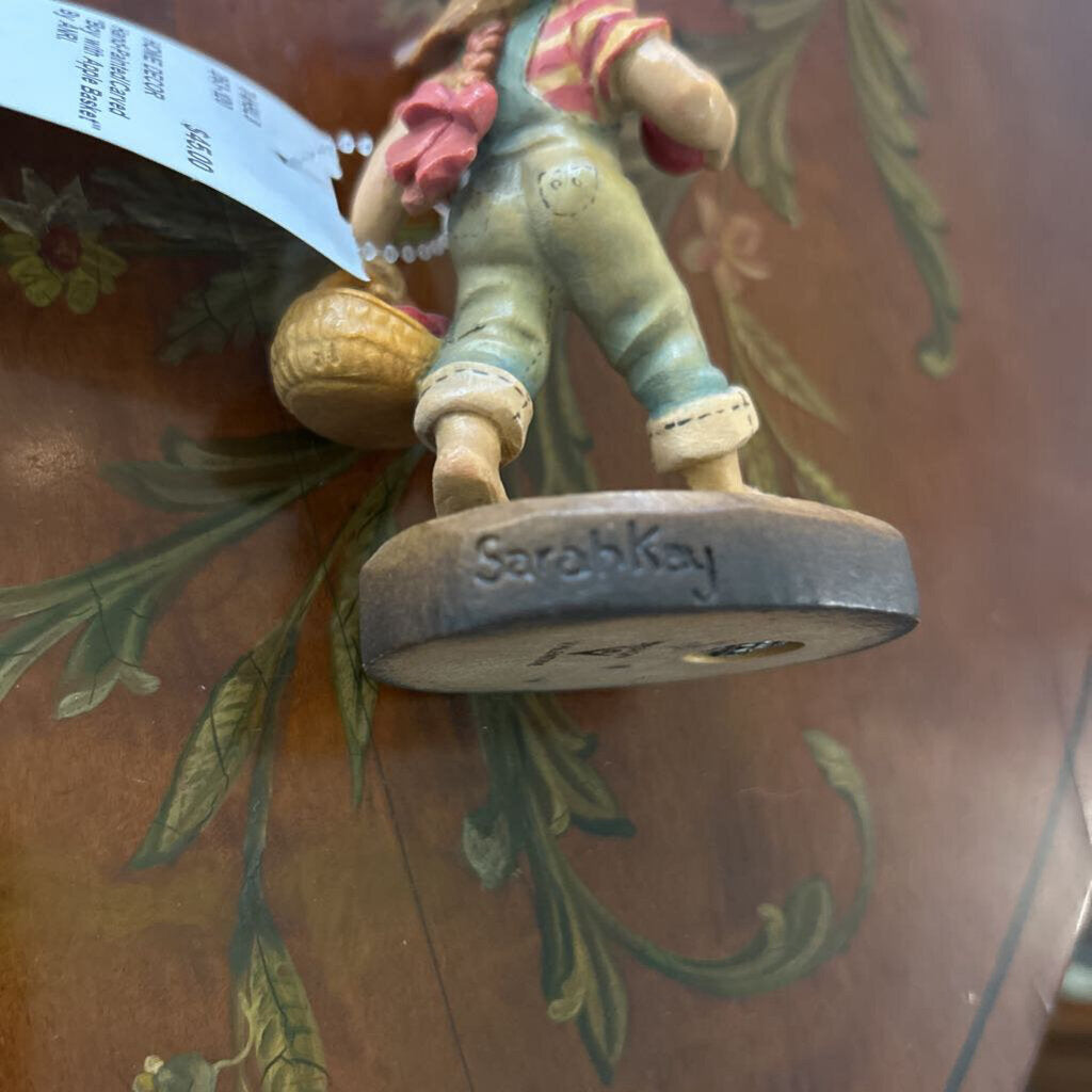 Hand-Painted/Carved "Boy with Apple Basket" By ANRI.