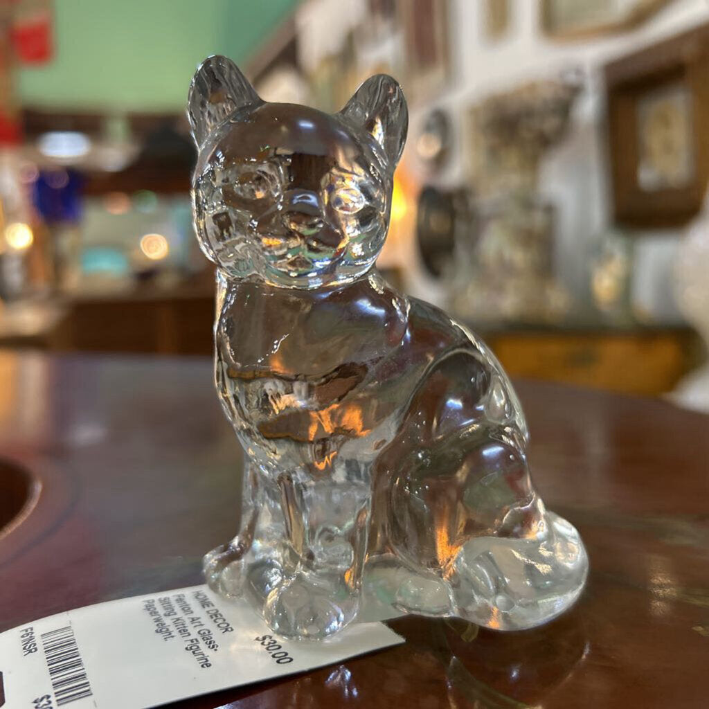 Fenton Art Glass- Sitting Kitten Figurine Paperweight.