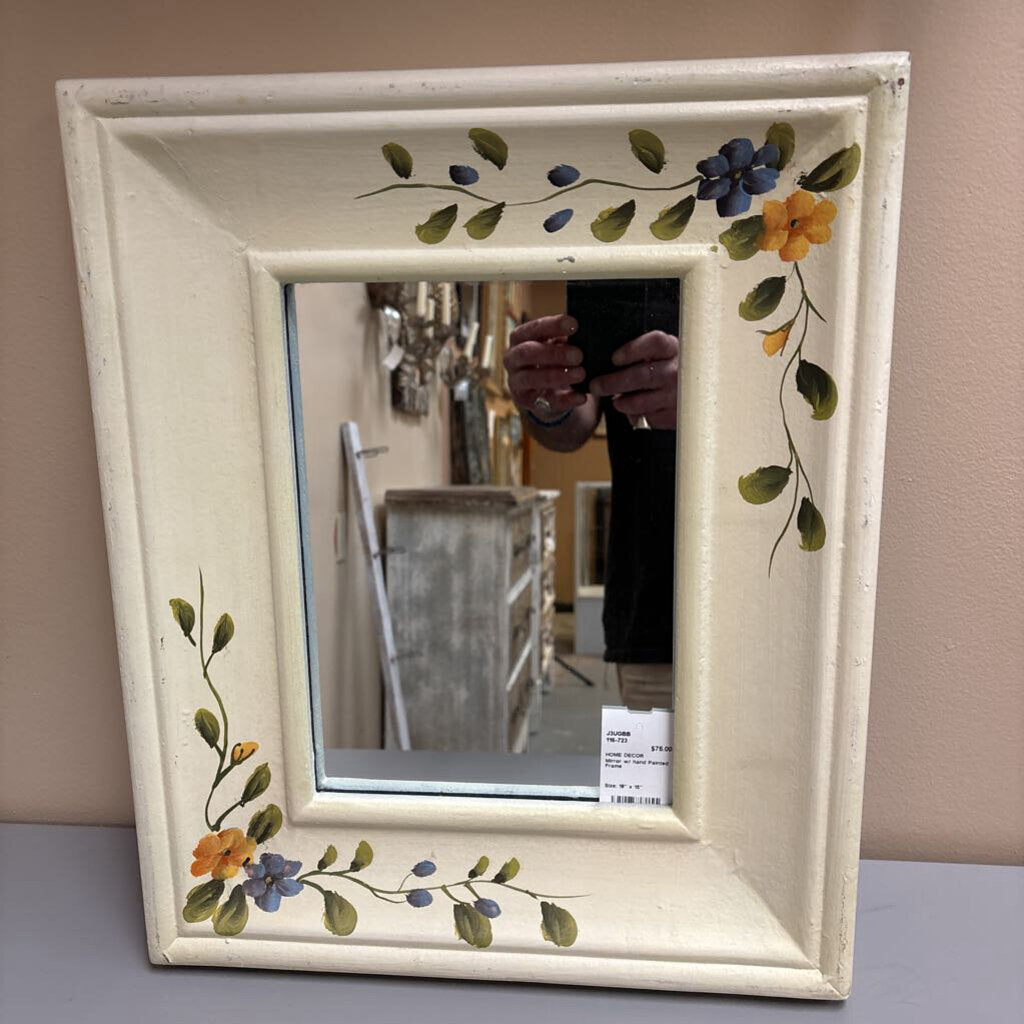 Mirror w/ hand Painted Frame