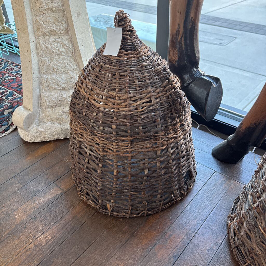 Vintage French Woven Wicker Bee Skep