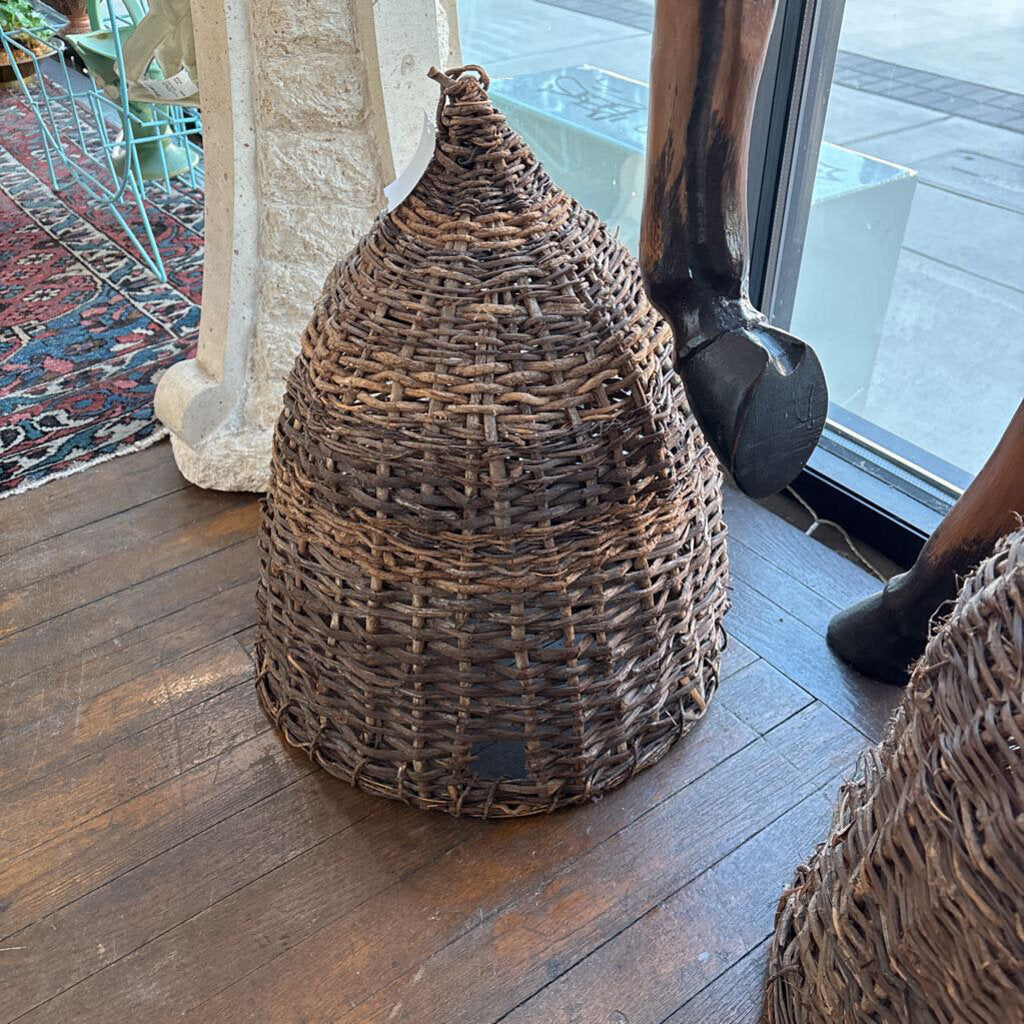 Vintage French Woven Wicker Bee Skep