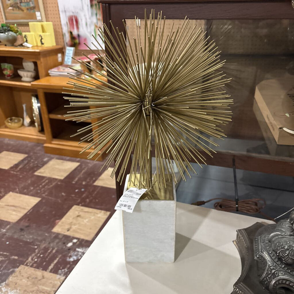 Wire "Dandelion" sculpture on Marble base
