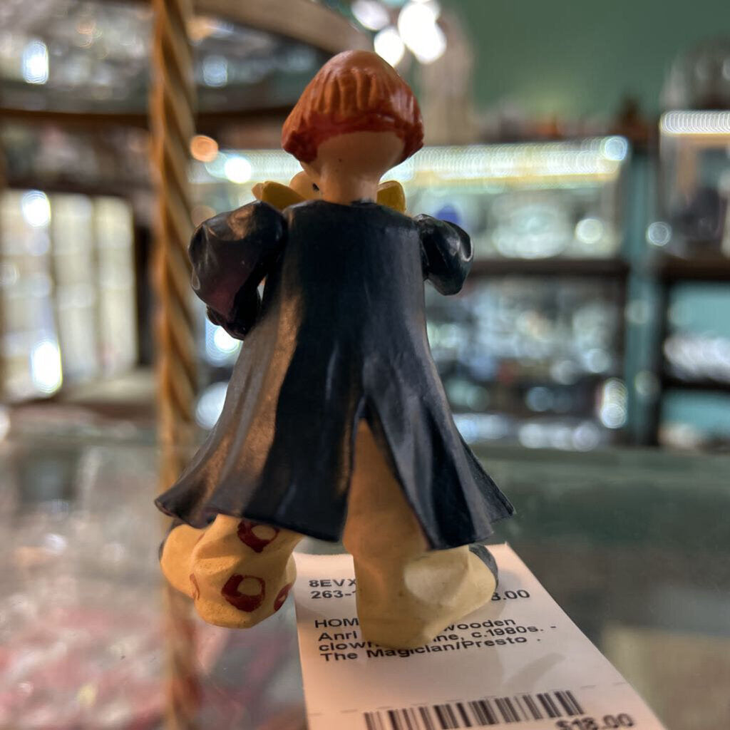 Anri Toriart wooden clown figurine, c.1980s. - The Magician/Presto .