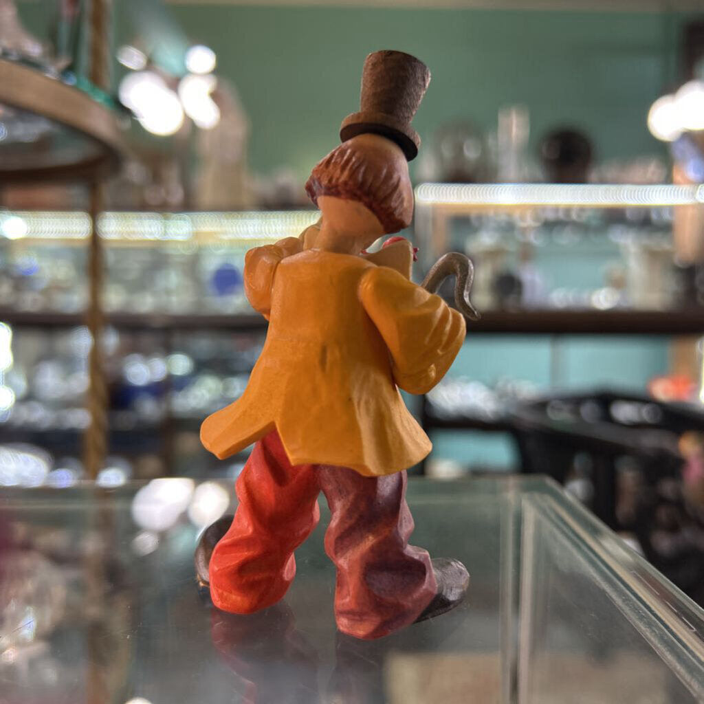 Anri Toriart wooden clown figurine, c.1980s. - The Saxophonist .